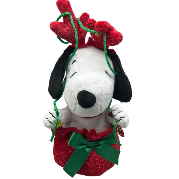Peanuts Snoopy Christmas Light-Up Animated Plush With Antlers & Bow NWT READ - Picture 1 of 11